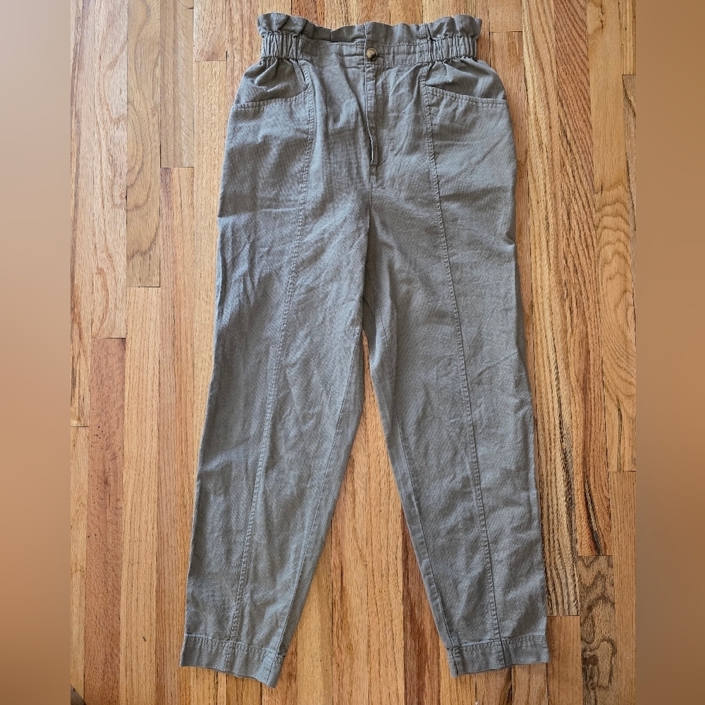 Madewell Khaki High Waisted Paper Bag Pants Size 25 Straight Leg